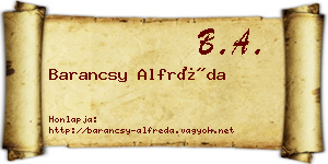 Barancsy Alfréda névjegykártya